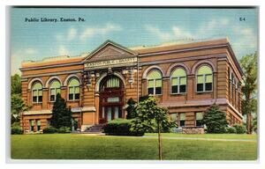 Easton Public Library PA Linen Postcard R. Ramsay Mebane
